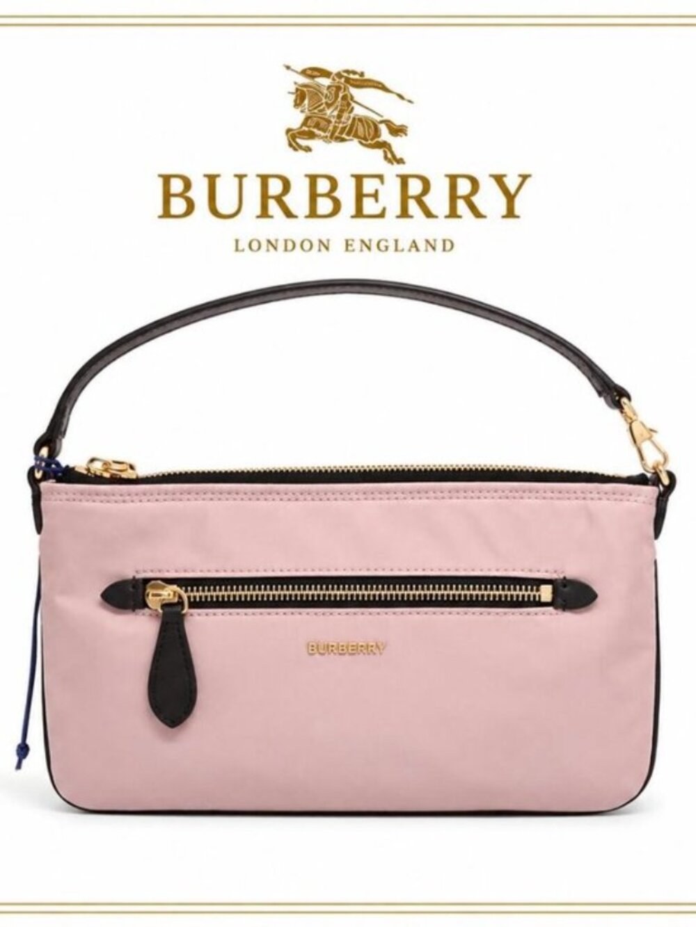 NWT Burberry Authentic Pink Nylon Mini Pochette Bag